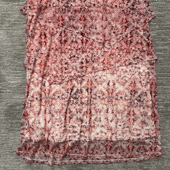 Catherines Dress Womens 1X Red White Tiered Sheer Short Sleeve Floral Print NWT - Picture 3 of 11